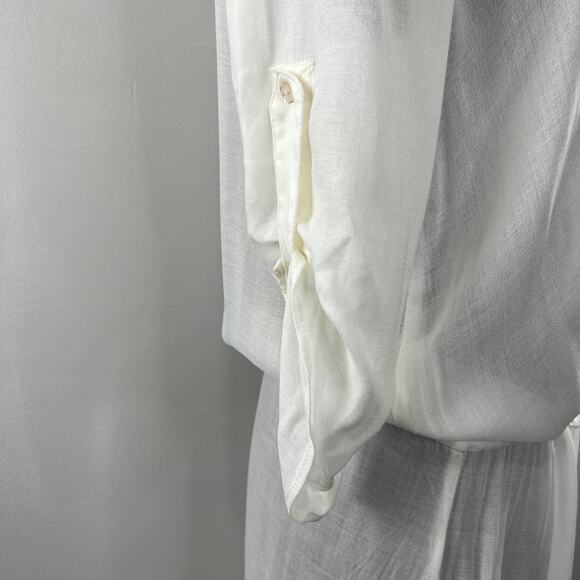 TT Beach Shell Half Sleeve V-Neck Button-Down Tie Waist Erin Maxi Dress Size XS - Picture 8 of 10